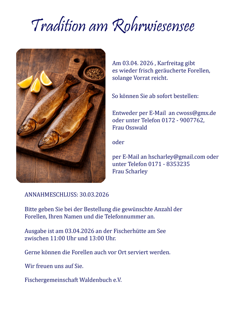 Einladung Karfreitag mit geräucherte Forellen
